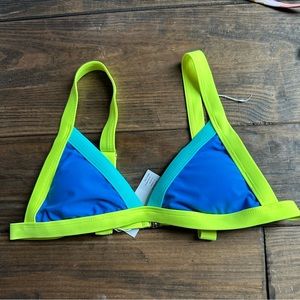 blue and yellow bikini top from W.T.I design